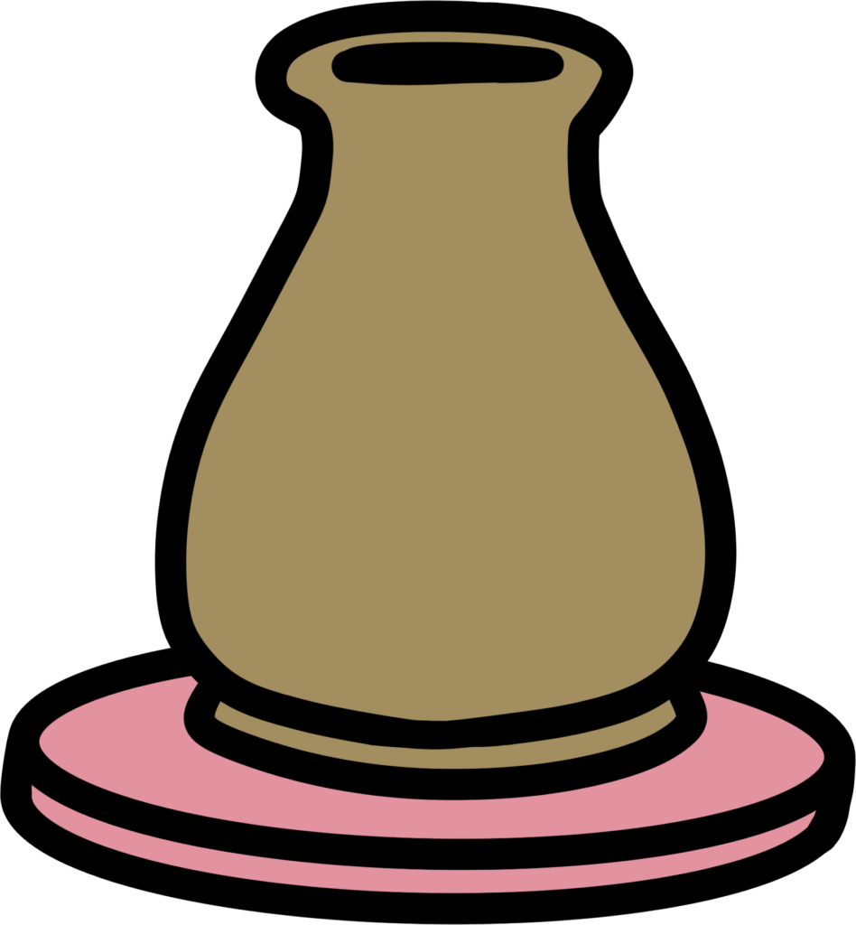doodled pottery vessel