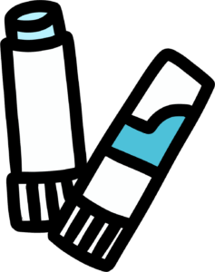 A drawing of art supplies in a doodle style